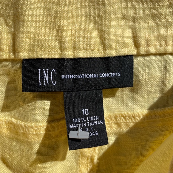 INC Women’s Yellow Linen Wide Leg Size 10 Pant - Picture 4 of 6
